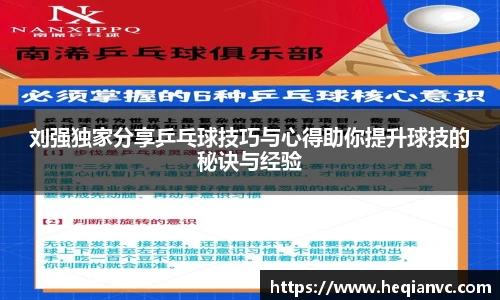 刘强独家分享乒乓球技巧与心得助你提升球技的秘诀与经验